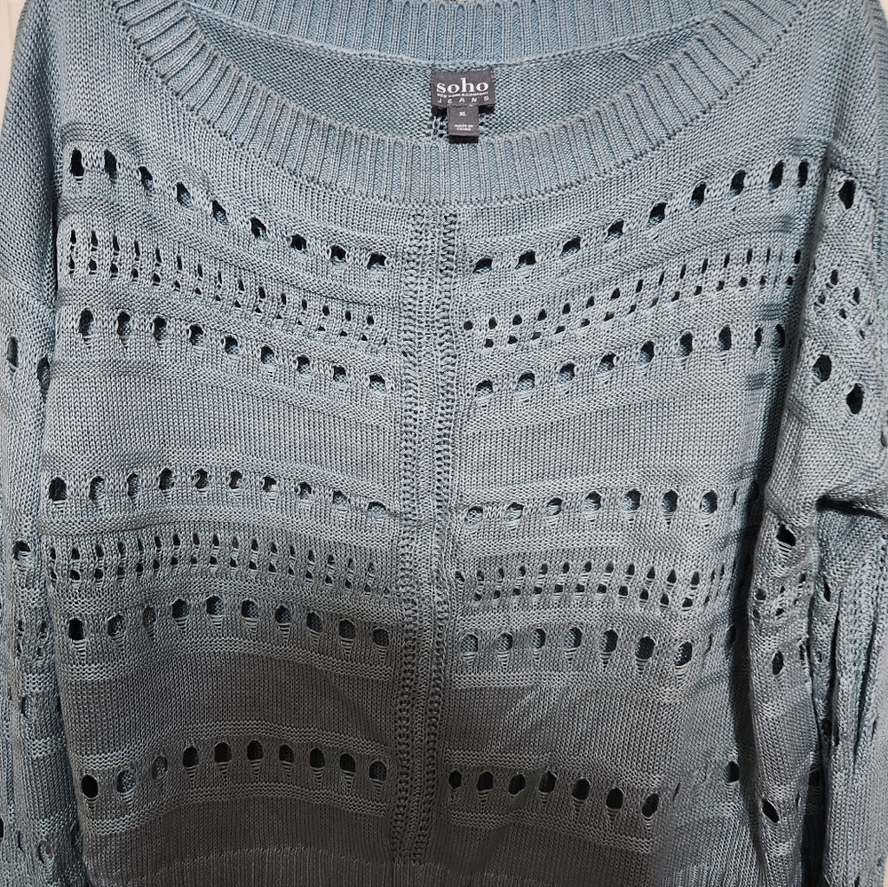 Soho Women's Knit Sweater in Soft Blue - Picture 5 of 9